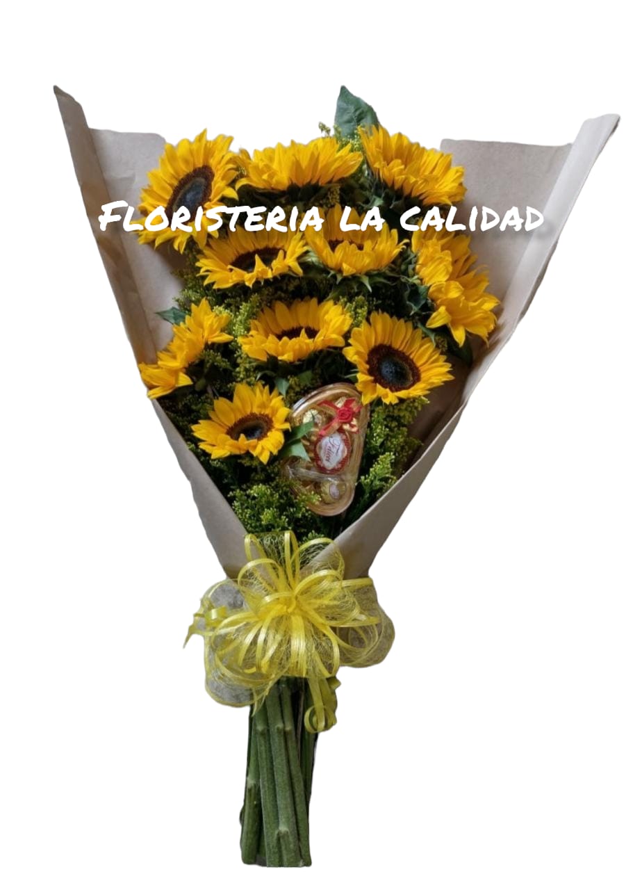 Bouquet de girasoles con chocolates domicilio Cali